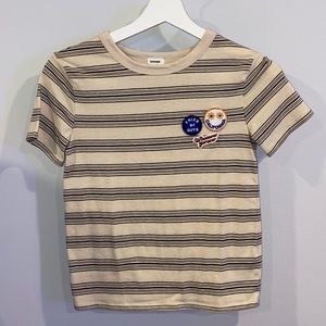 garage cream stripped shirt with patches size xs